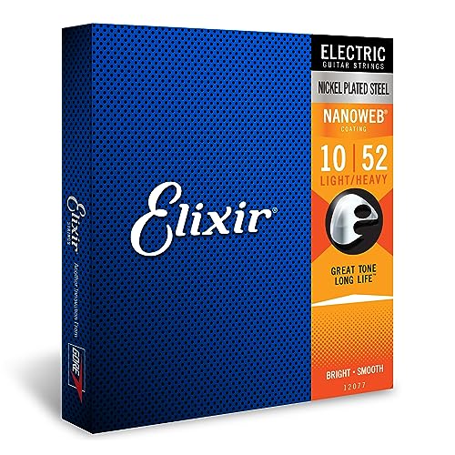 Elixir® Saiten E-Gitarrensaiten mit NANOWEB®Beschichtung, Light/Heavy (.010-.052) von Elixir