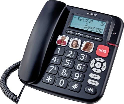 Emporia KFT20 Schnurgebundenes Seniorentelefon Freisprechen, für Hörgeräte kompatibel, Wahlwieder von Emporia