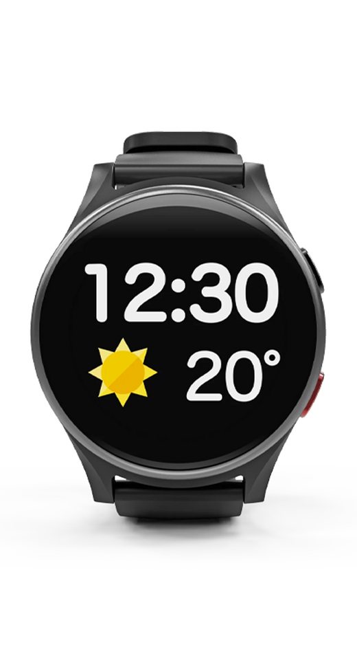 Emporia Watch-LTE Smartwatch (1,1 Zoll), inkl. 2 Armbänder (Silikon schwarz und beige), Seniorenuhr, Gesundheitsfunktionen von Emporia