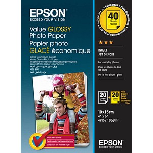 EPSON Fotopapier C13S400044 10,0 x 15,0 cm hochglänzend 183 g/qm 2x 20 Blatt von Epson