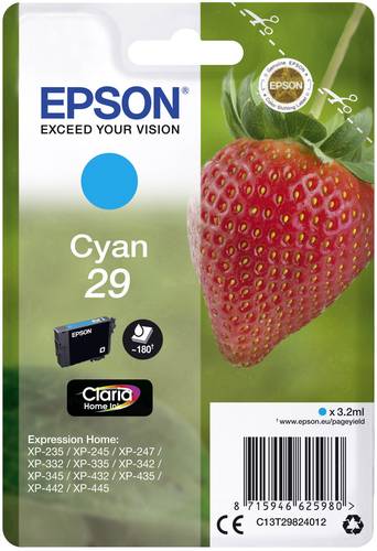 Epson Druckerpatrone T2982, 29 Original Cyan C13T29824012 von Epson