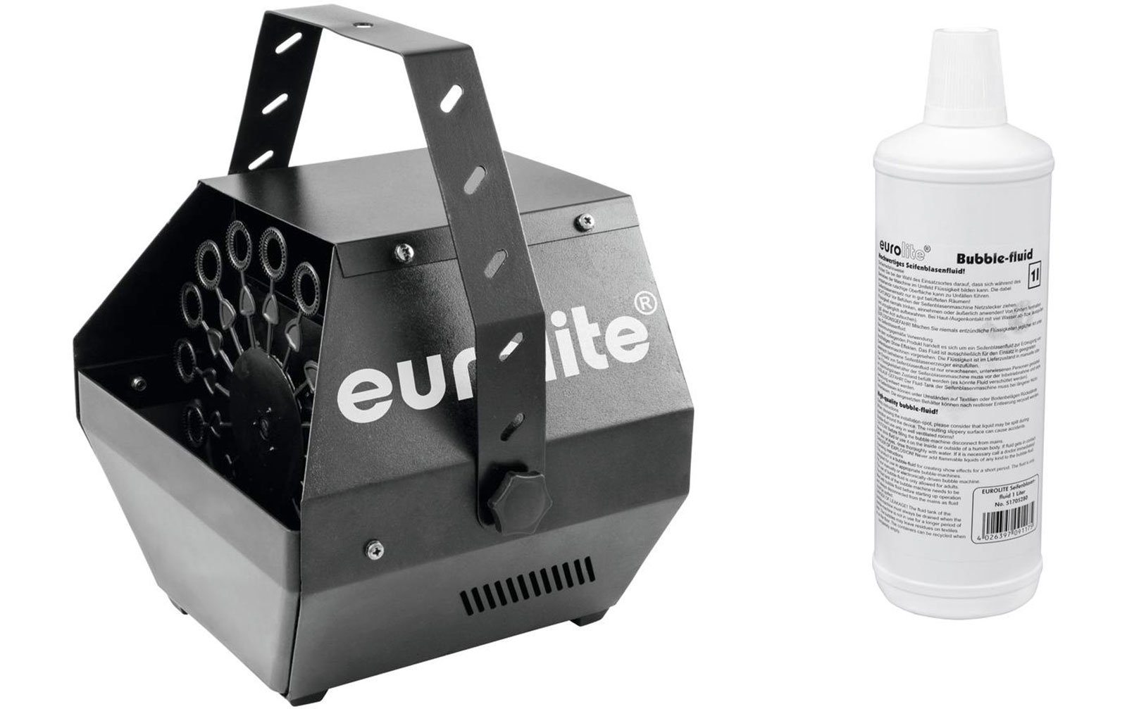 Eurolite Set B-100 Seifenblasenmaschine schwarz DMX + Seifenblasenfluid 1l von Eurolite