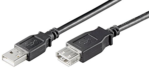 Ewent Kabel USB 2.0 Typ A/Stecker auf A/weiblich, doppelt geschirmt AWG 28 in Kupfer, Rata-Übertragungsrate bis 480 Mbit, Schwarz 5.00 m schwarz von Ewent