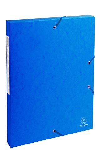 Exacompta 50302E 8er Pack Premium Sammelboxen Aufgebaut mit Gummizug 25 mm breit aus extra starkem Colorspan-Karton mit Rückenschild für DIN A4 Archivbox Heftbox Dokumentenbox Sammelmappe blau von Exacompta