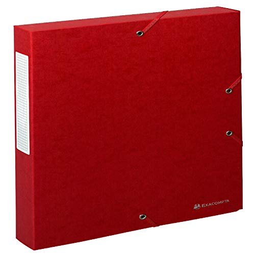 Exacompta 50815E Archivbox (Manila-Karton, Rückenetikett, Rücken 40 mm, 600 g, DIN A4) 1 Stück rot von Exacompta