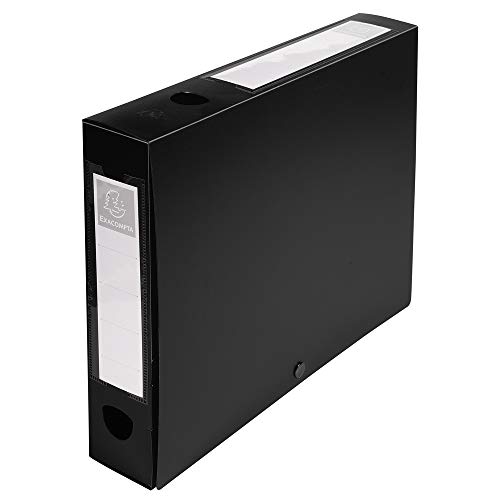 Exacompta 59631E Archivbox (mit Druckknopf, PP, Rücken 60mm, DIN A4) 1 Stück schwarz von Exacompta