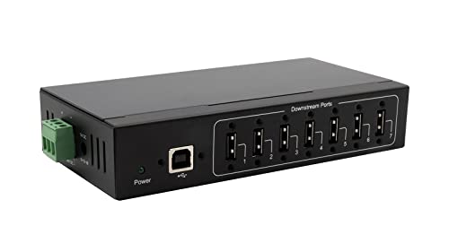 EX-11217HMVS 7 Port USB 2.0 Metall HUB Netzteil DIN-Rail-Kit Genesys Chipset von Exsys