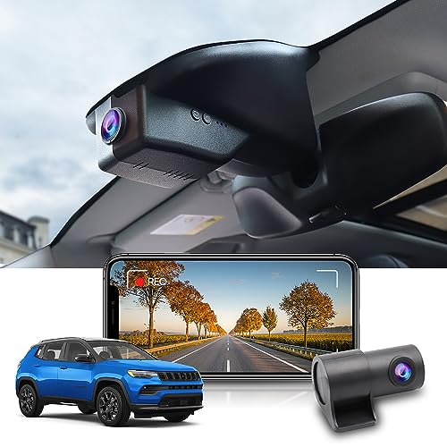 Fitcamx Dashcam Auto Vorne Hinten Kompatibel mit Jeep Compass 2nd Gen 2018-2023 (HD2-1518), OEM Dashcam 4K UHD 2160P+1080P Video WiFi, G-Sensor, Loop-Aufnahm, WDR Car Camera, Plug&Play, 128 GB Karte von FITCAMX
