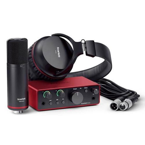 Focusrite Scarlett Solo Studio 4. Gen USB-Audio-Interface für Songwriter, Gitarristen, Sänger und Produzenten, mit Kondensatormic und Kopfhörer für Aufnahme, Komposition, Streams und Podcast von Focusrite