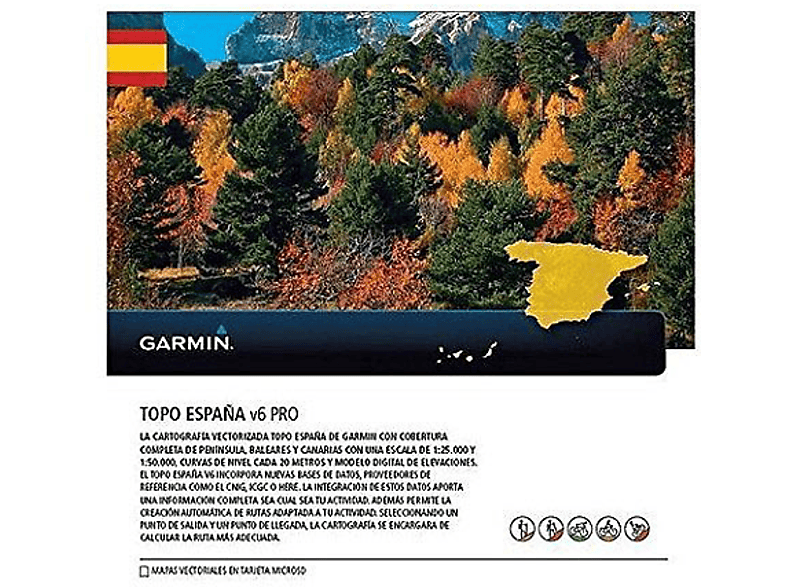 GARMIN TOPO Spanien v6 PRO auf MicroSD/SD Karte, Kartenmaterial, passend für Navigationsgerät, Schwarz von GARMIN