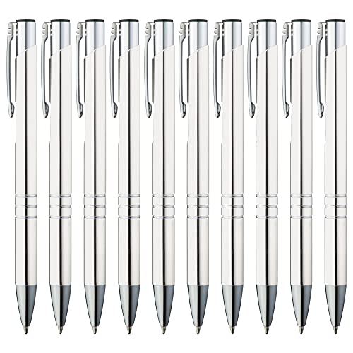 GIMEI® Metall Kugelschreiber 500 Stück | Premium Kugelschreiber Set Hochwertig, Kulli für einfaches & weiches Schreiben | Blauschreibender Kugelschreiber Weiß als optischer Hingucker von GIMEI