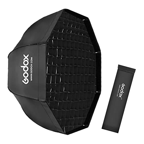 Godox Tragbarer 120 cm/47 Regenschirm, achteckig, Softbox-Reflektor-Set mit Wabenraster und Tragetasche für Studio-Foto-Blitzlicht, Speedlight von GODOX