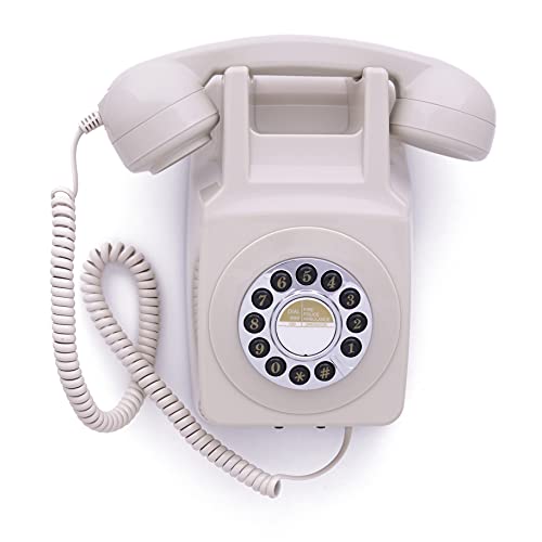 GPO 746WALL Retro Festznetztelefon mit Drucktasten zur Wandmontage mit authentischer Klingelton, Creme von GPO