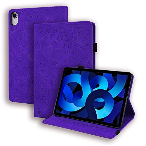 Ooboom Hülle für iPad 10,9 Zoll 2022(10th Gen), Mandala Muster Flip Smart Cover PU Leder Schutzhülle Tasche Brieftasche Multi-Winkel Wallet Case Ständer mit Kartenfächer - Lila von GRENJ