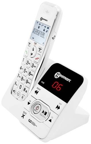 Geemarc AMPLIDECT 295 Schnurloses Seniorentelefon Anrufbeantworter Beleuchtetes Display Weiß von Geemarc
