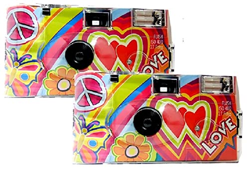 2 x 1A Photo PORST Einwegkamera Love Kult bunt Rainbow/Hochzeitskamera/Partykamera (je 27 Aufnahmen, Blitz) von Generisch