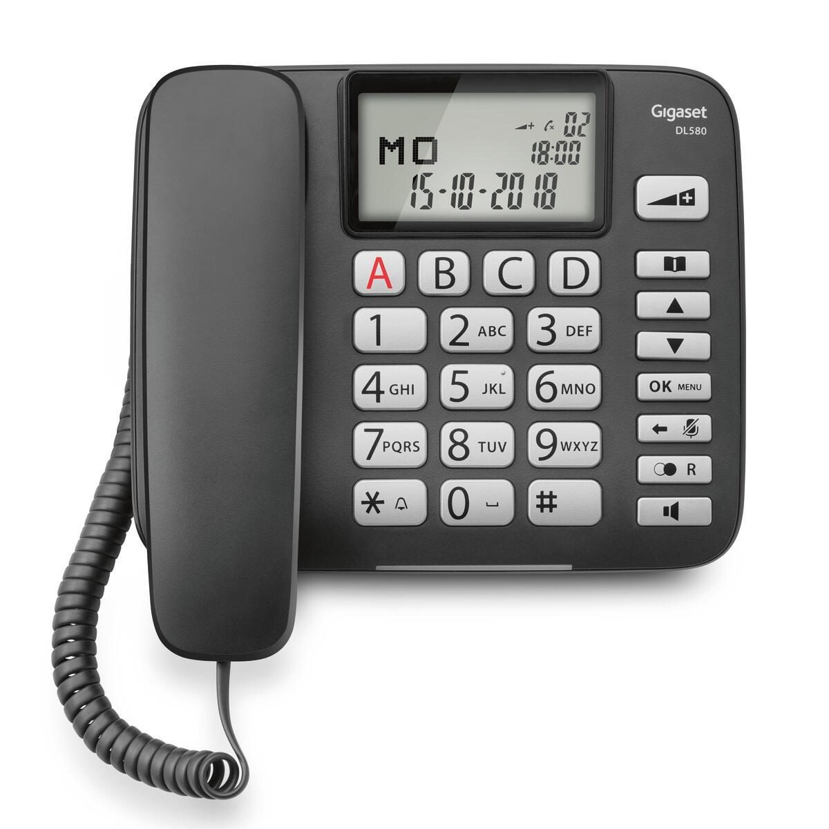 Gigaset DL580 Komfort-Telefon mit großen Tasten und beleuchtetem Display - sc... von Gigaset