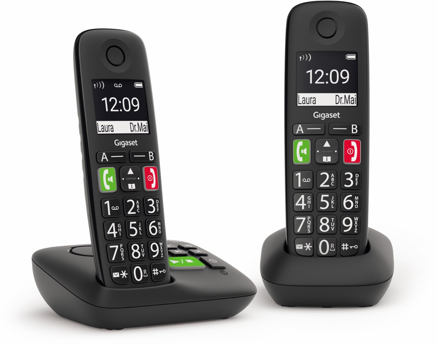 Gigaset E290A DUO zwei schnurlose Senioren-Telefone mit großen Tasten schwarz von Gigaset