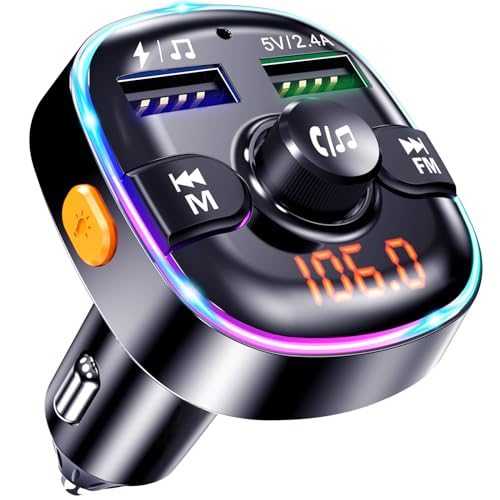 Bluetooth Adapter Auto, FM Transmitter für Car Radio, UnterstüTzung FüR QC3.0 Smartcharge, Mp3 Musik Player, Aux Stecker, Anschluss ZigarettenanzüNder, Freisprecheinrichtung, USB Stick von GizmoVine