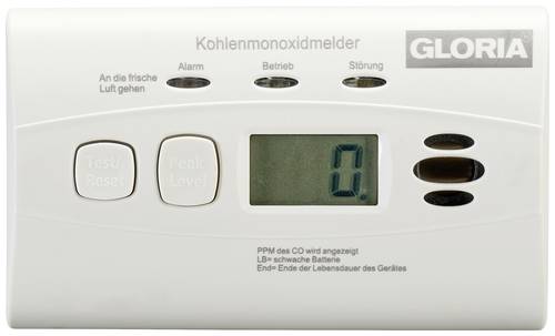Gloria KO10D Kohlenmonoxid-Melder inkl. 10 Jahres-Batterie batteriebetrieben detektiert Kohlenmonoxi von Gloria
