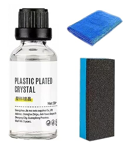 Plastic Parts Crystal Coating - Plastic Parts Refurbish Agent with Spong & Towel for Car, 30ml Crystal Coating Plastic Parts, Long Duration Plastics Parts Refresher Agent, Great Gloss Protection (1) von Gokame