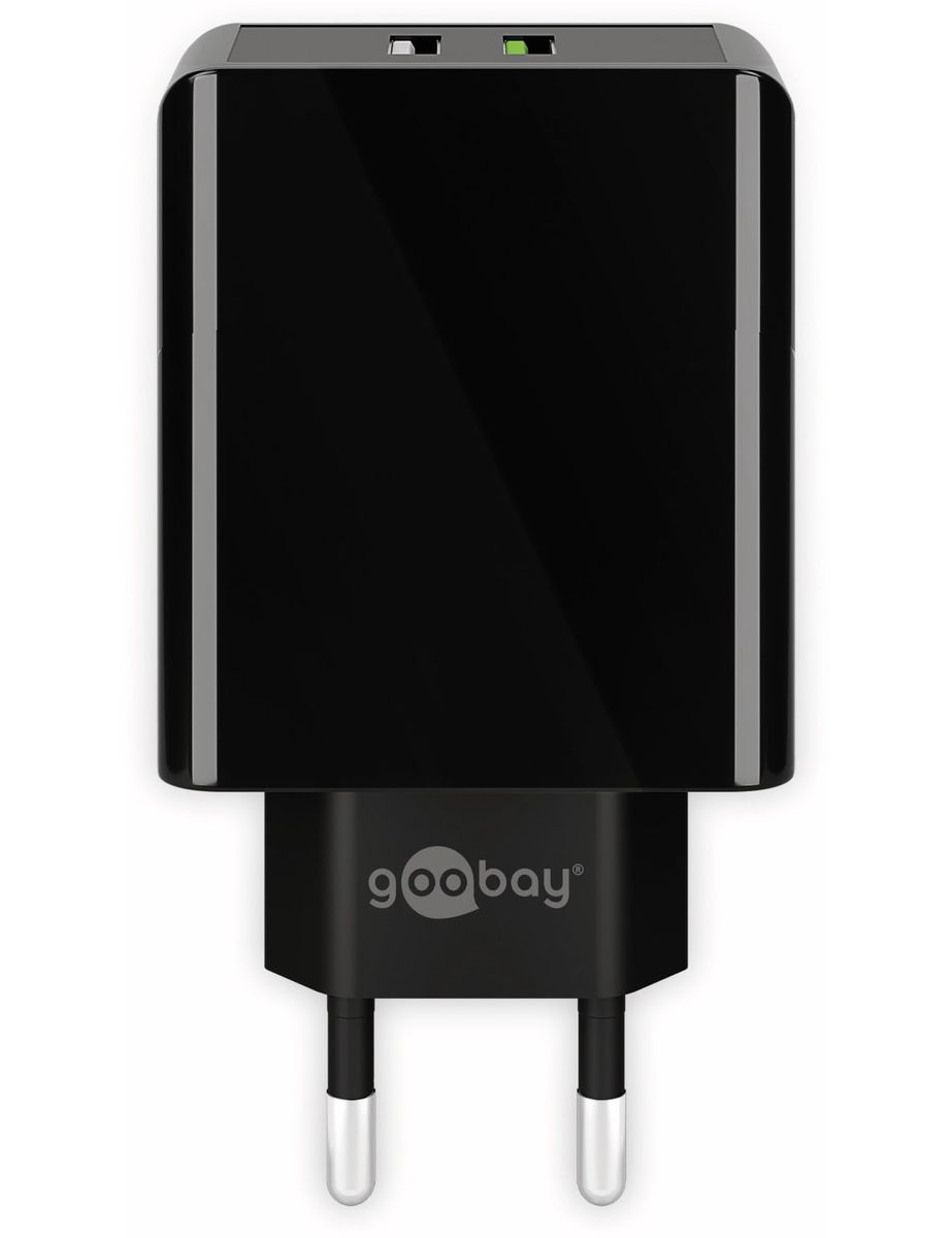 GOOBAY USB/QC-Lader 44956, 2-fach, 2+3 A, 28 W, schwarz von Goobay