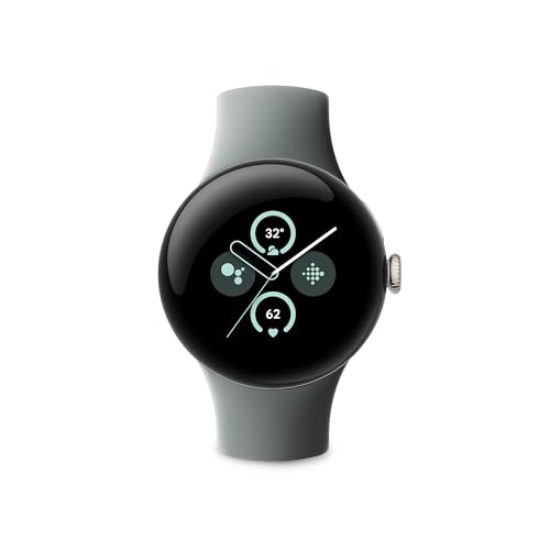 Google Pixel Watch 2 - das Beste von Google und Fitbit – Herzfrequenzmessung, Stressmanagement, Sicherheitsfunktionen – Android – Aluminiumgehäuse in Champagne Gold – Sportarmband in Hazel – WLAN von Google