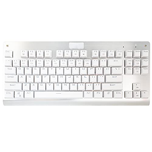 Granvela E-yooso Z-77 Mechanische Tastatur | Aluminium-Panel | Taktile Clicky Blue Switches | Rainbow LED Hintergrundbeleuchtung | N-Key Rollover | 87 Tasten Tenkeyless | Hot Swappable - Schwarz-Weiß von GranVela