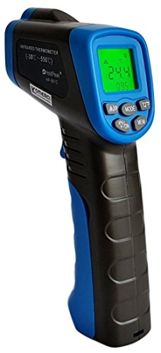 HoldPeak HP-981C Infrarot-Thermometer -30 bis +550°C mit Messwertspeicher Pyrometer Laser Berührungslos blau/grau von H HoldPeak