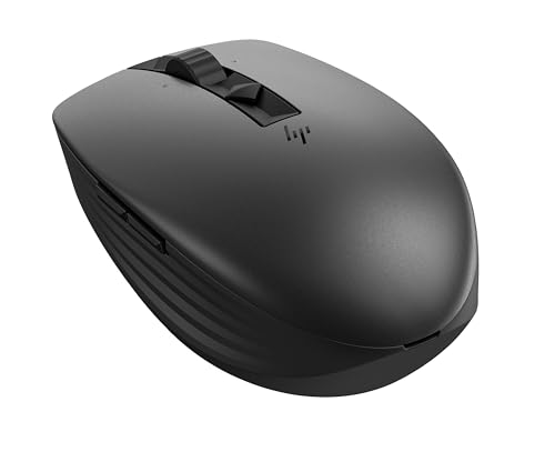 HP 710 Maus | wiederaufladbar via USB-C | 6 Tasten | 3.000 dpi | geräuschlos | bis zu 90 Tage Akkulaufzeit | 2,4-GHz-Dongle oder Bluetooth | 84 g | Schwarz von HP