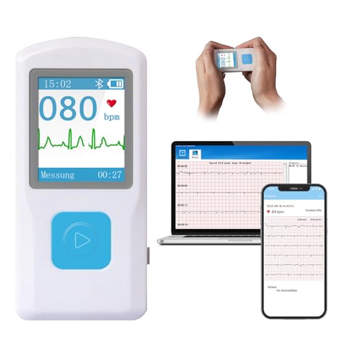 Tragbarer Ekg Gerät, Herzfrequenzmonitor mit LCD-Bildschirm und Speicher, FDA-geprüft, drahtlose Herzüberwachungsgeräte für den Heimgebrauch, kompatibel mit Smartphone und PC von HaSoCare