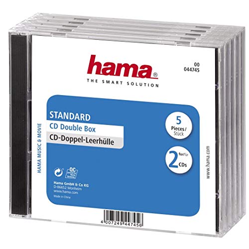 Hama CD-Doppel-Leerhülle (5er-Pack, Standard) CD-Hüllen transparent-schwarz von Hama