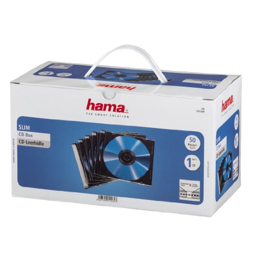 Hama CD Leerhüllen Schutzhülle (50er Pack, Slim Line, Höhe: 5mm) CD-Hüllen transparent-schwarz von Hama