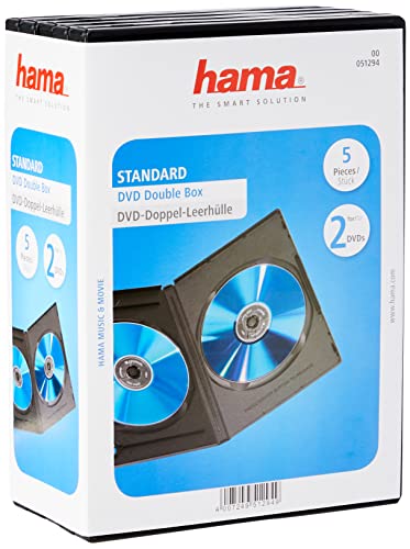 Hama DVD-Doppelhülle 5er-Pack (auch passend für CDs und Blu-rays) mit Folie zum Einstecken des Covers, schwarz von Hama