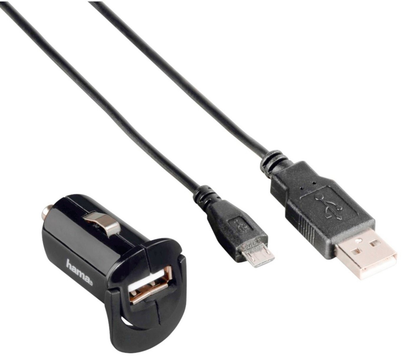 Hama KFZ Lader USB Picco Ladegerät Micro-USB-Kabel 12V Smartphone-Ladegerät (Flach, passend für PKW-Bordnetz) von Hama