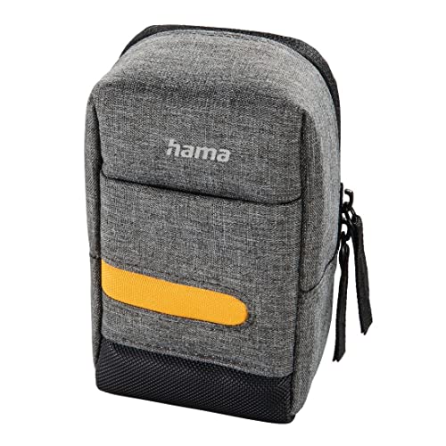 Hama Kameratasche "Terra" aus Recycling-Polyester (kleine Fototasche für Kompaktkamera 7,5 x 4,5 x 13 cm, Trageriemen zum Umhängen und Gürtelschlaufe zum Tagen als Bauchtasche oder Gürteltasche) grau von Hama