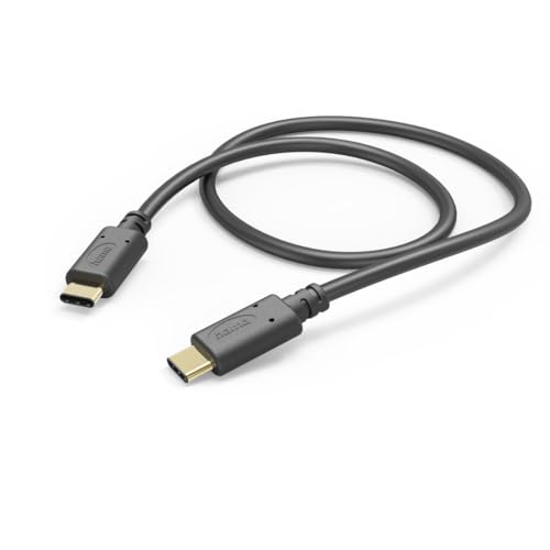 Hama Ladekabel USB C auf USB C, 1m (Schnellladung, Handy Ladekabel, Datenkabel, USB Kabel, Handykabel, Ladekabel USB Typ C, USB-C, vergoldete Stecker, maximal kompatibel) schwarz von Hama