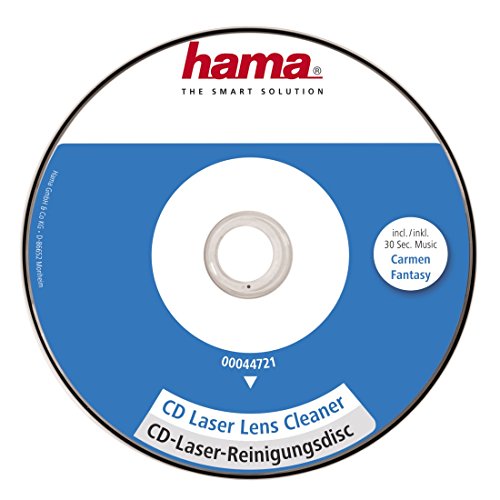 Hama Reinigungs-CD für CD-Player (Laser Reinigung, Reinigungs CD für CD Player mit Laufwerkschublade, Reinigungsdisc, Reinigungscd, Trockenreinigung Laseroptik), silber von Hama