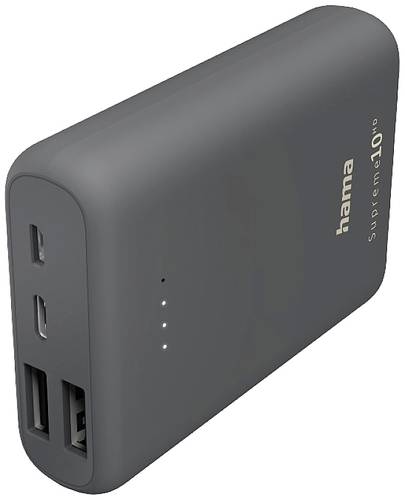 Hama Supreme 10HD Powerbank 10000 mAh LiPo USB-A, USB-C® Dunkelgrau von Hama