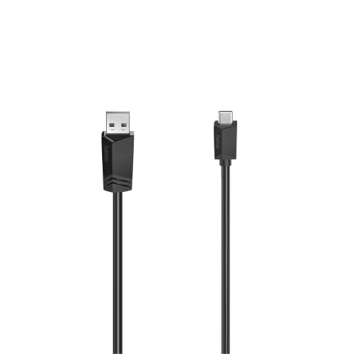 Hama USB C Kabel 1,50 m (Ladekabel USB A auf USB C, USB Typ C Kabel Datenübertragung 480 Mbit/s, Datenkabel für PC, Laptop, Tablet, Handy, Game Controller etc., schlankes Steckergehäuse) schwarz von Hama
