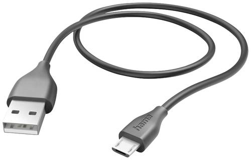 Hama USB-Ladekabel USB 2.0 USB-A Stecker, USB-Micro-B Stecker 1.50m Schwarz 00201586 von Hama