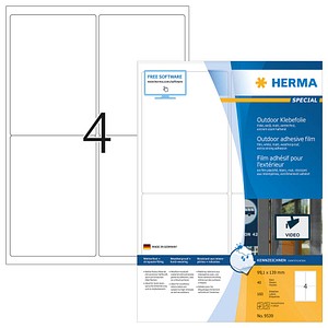 160 HERMA Folien-Kraftklebe-Etiketten 9539 weiß 99,1 x 139,0 mm von Herma