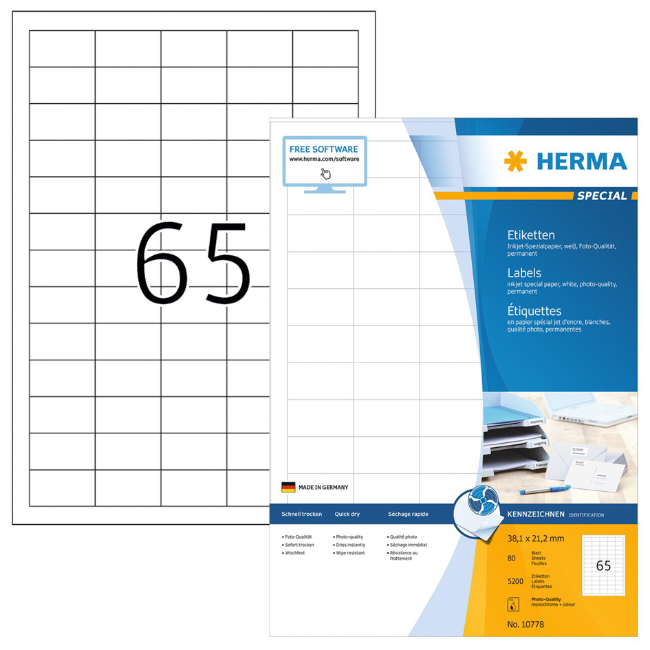 HERMA Inkjet-Etiketten, 88,9 x 46,6 mm, weiß von Herma