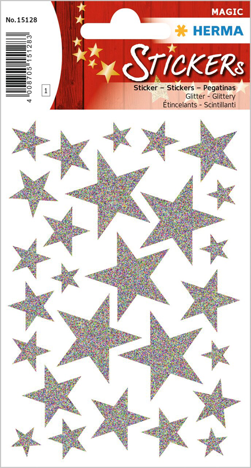 HERMA Weihnachts-Sticker MAGIC , Sterne silber, , glittery von Herma
