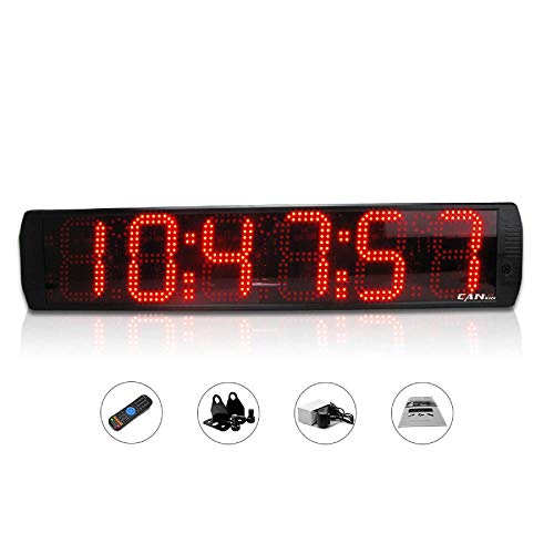 Huanyu 6" LED Countdown Uhr 6 Ziffern Lauf-Uhr Stoppuhr Countdown Clock Intervall Timer mit Fernbedienung& für Marathonlauf Sportveranstaltungen Wettbewerbe (Rot) von Huanyu