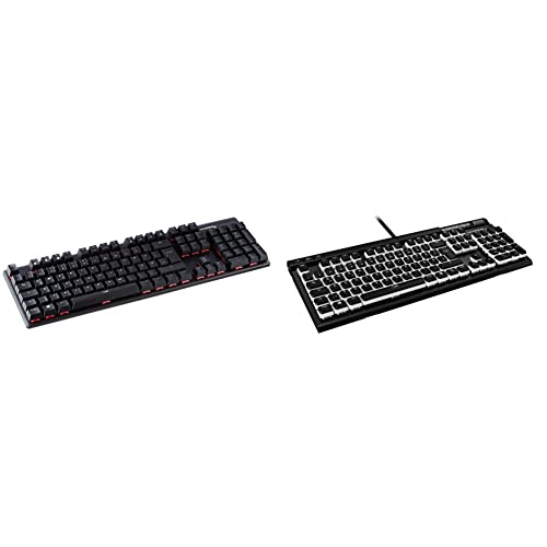 HyperX HX-KB6RDX-DE Alloy Origins, RGB Mechanische Gaming Tastatur, Red switches, Schwarz & Pudding Keycaps - Vollständiger Tastensatz- ABS - DE Layout - OEM Profil - Schwarz von HyperX