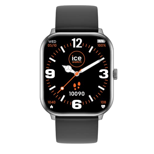 Ice-Watch - ICE smart Silver black - Silbergraue Smartwatch für Herren/Unisex mit Silikonarmband - 021411 (1,85") von ICE-WATCH