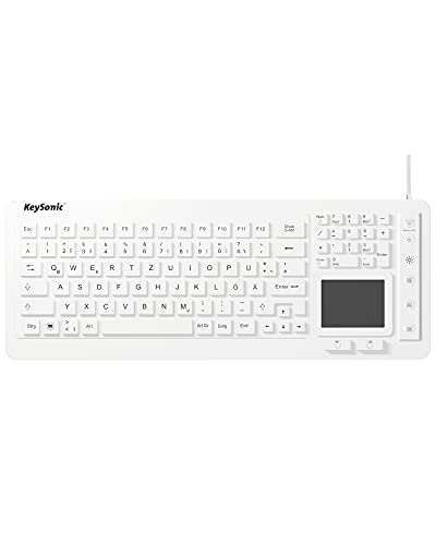 KeySonic KSK-6231 INEL (DE) Industrie Tastatur, USB-kabelgebunden mit Touchpad, wasserdicht, staubdicht (IP68), Silikon, weiß von ICY BOX