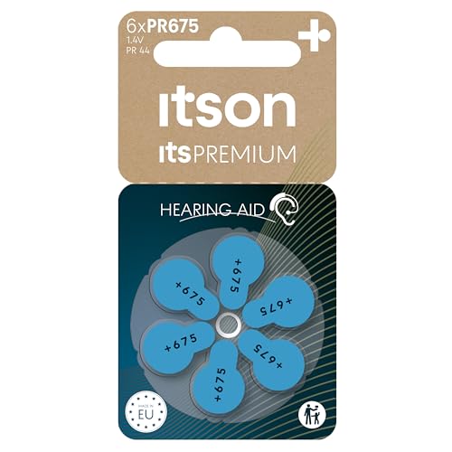 ITSON, PR675 Zink-Luft-Batterien, Packung mit 6, für Über-Ohr und Im-Ohr-Hörgeräte, PR675(44) IT/6RM von ITSON