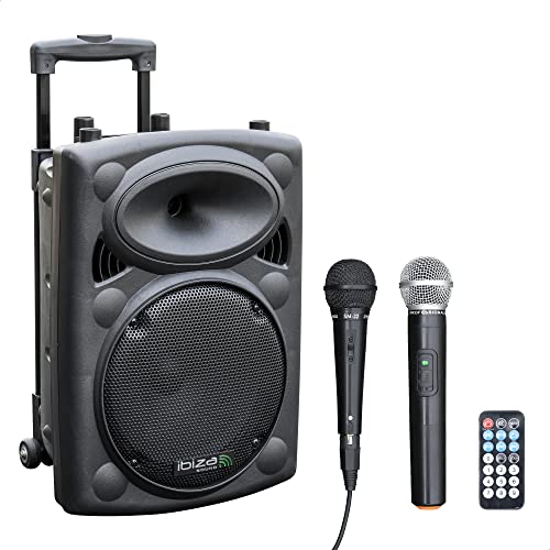 Ibiza - PORT10VHF-BT - Tragbarer Lautsprecher 10"/500W MAX mit 2 Mikrofonen (kabelgebunden und VHF), Fernbedienung und Schutzhülle - Bluetooth, USB, SD - 5 bis 7h Batterielaufzeit von Ibiza